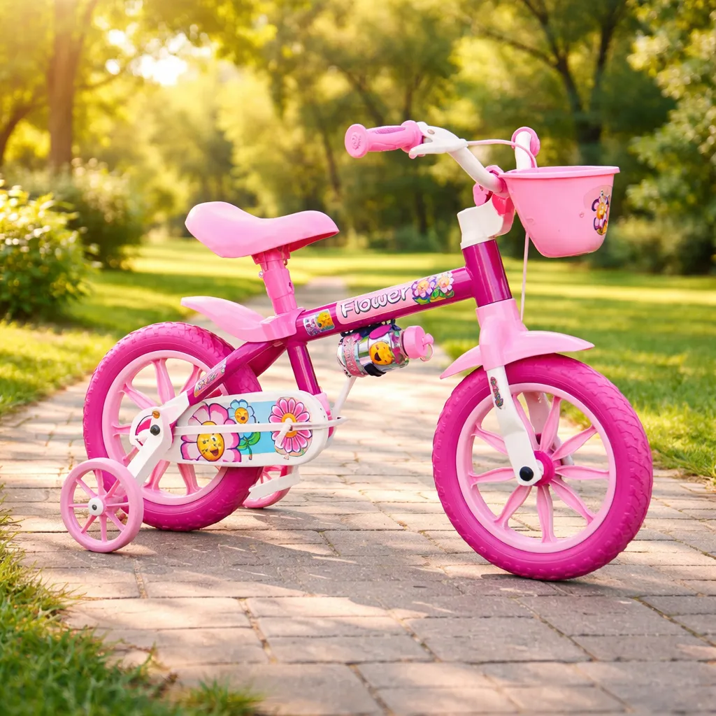 Bicicleta Nathor Rodado 12 Flower Rosa Nena Rueditas