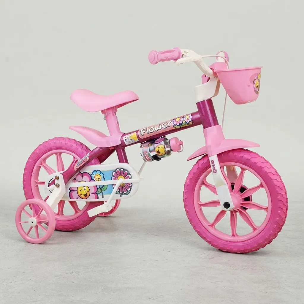 Bicicleta Nathor Rodado 12 Flower Rosa Nena Rueditas