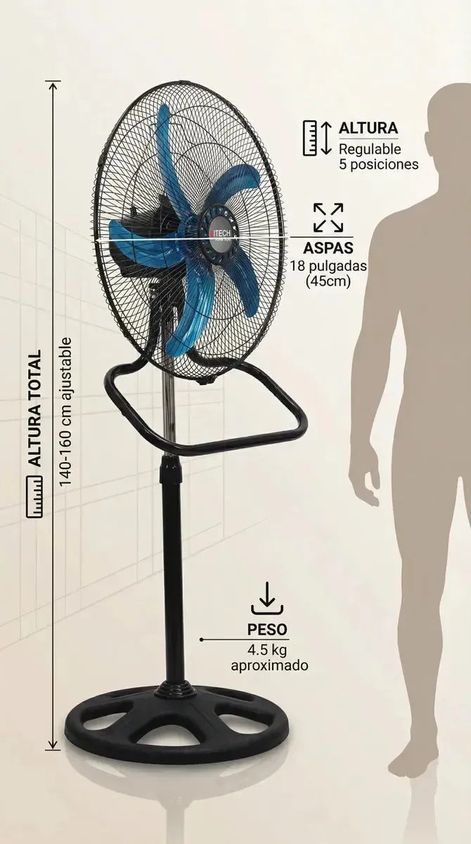 Ventilador 3 En 1 Pie Pared Turbo 18 Pulgadas 100w