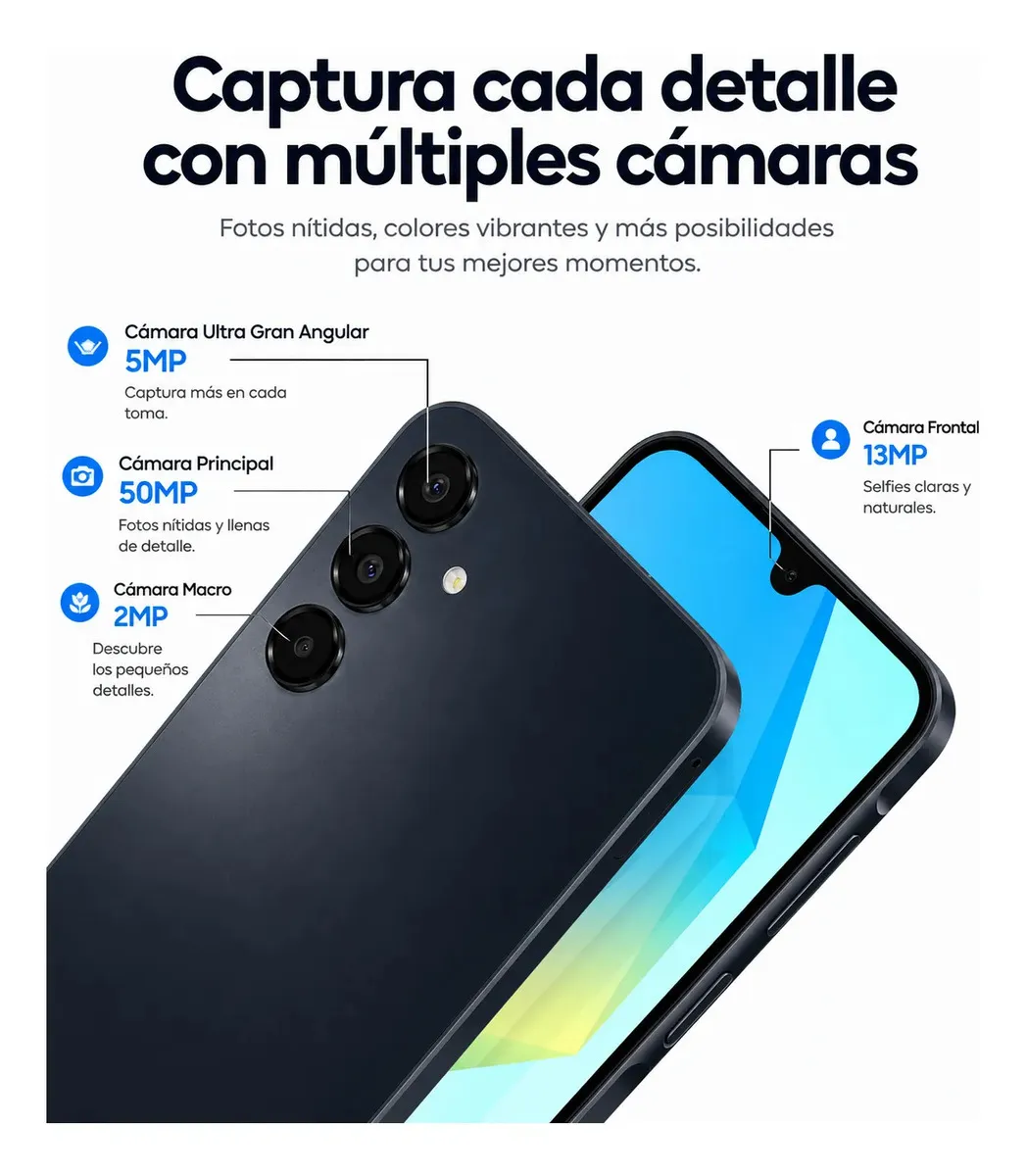 Celular Samsung Galaxy A16 128gb 4gb Ram Pantalla 6.6'' Hd+ Triple Cámara 50mp Android 14 Batería 5000mah 4g Lte Negro