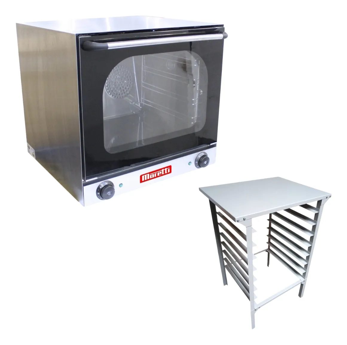 Horno Convector Moretti 4 Bandejas 44x32 Con Base Desarmable