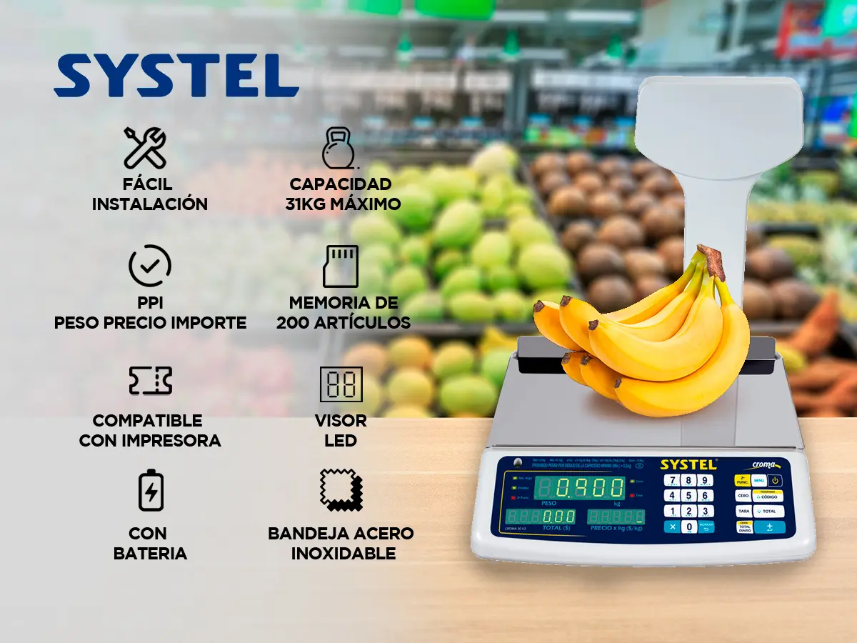 Balanza Marca Systel Modelo Croma 30 Kg Con Bateria