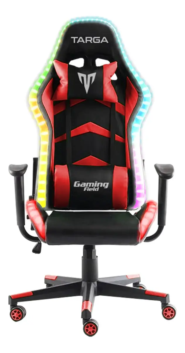 Silla Gamer Targa Warrior Pro FX Roja Cuero Sintético Ergonómica Ruedas RGB