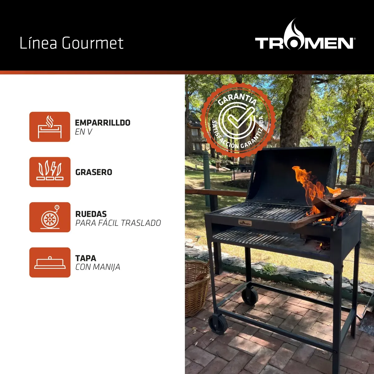 Parrilla Tromen Con Tapa Chulengo A Leña