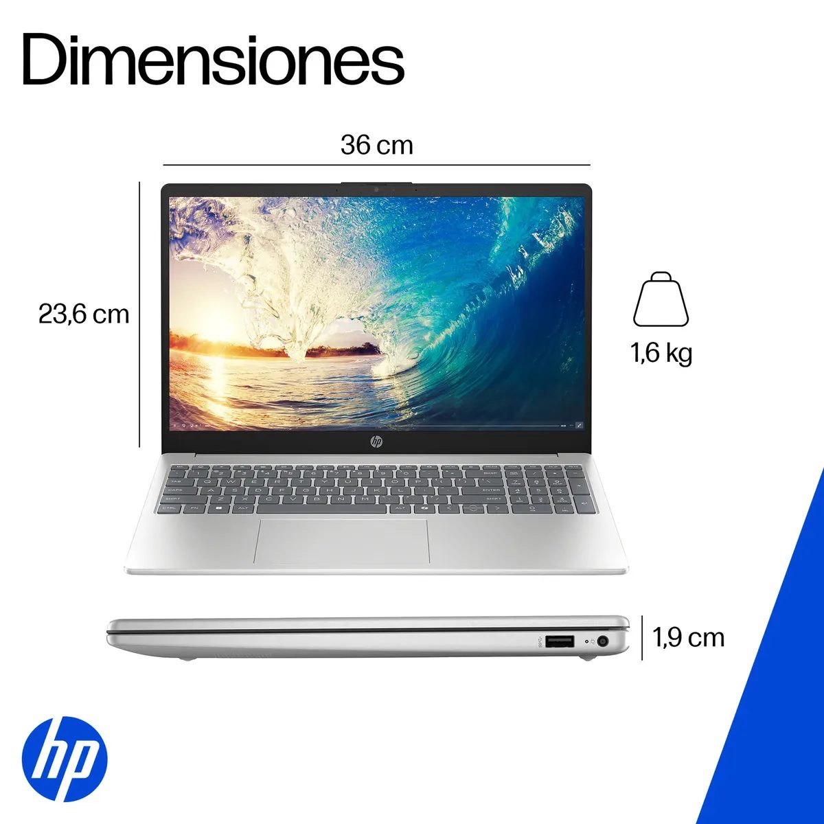 Notebook HP 15-fd0331la Intel Core 3 8GB RAM 512GB SSD 15,6" FHD Windows 11 Home