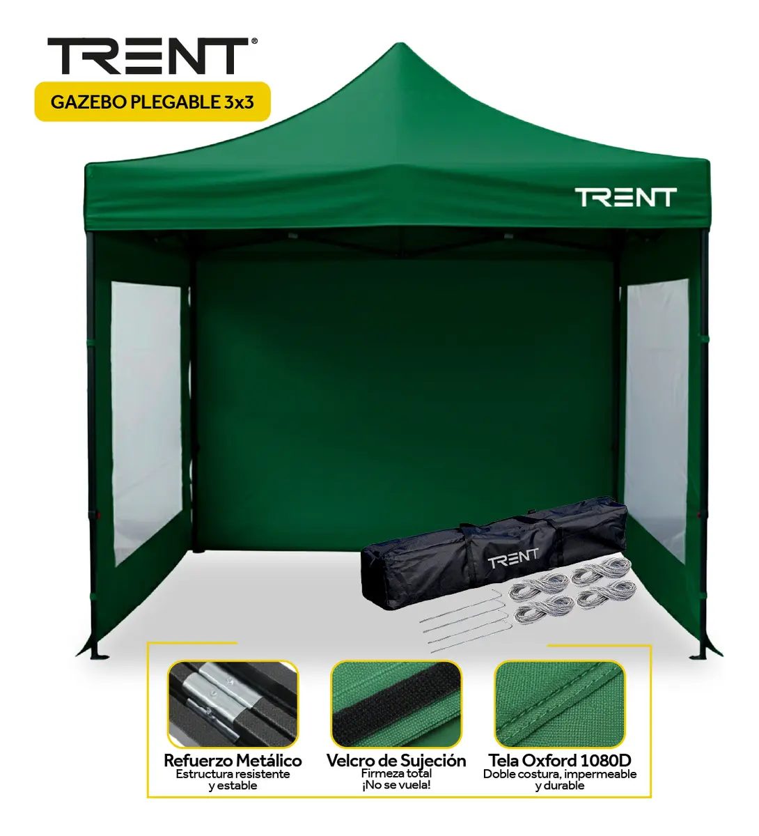 Gazebo Homeco Reforzado 3x3 Metros Autoarmable Plegable Exterior Con Paredes Azul