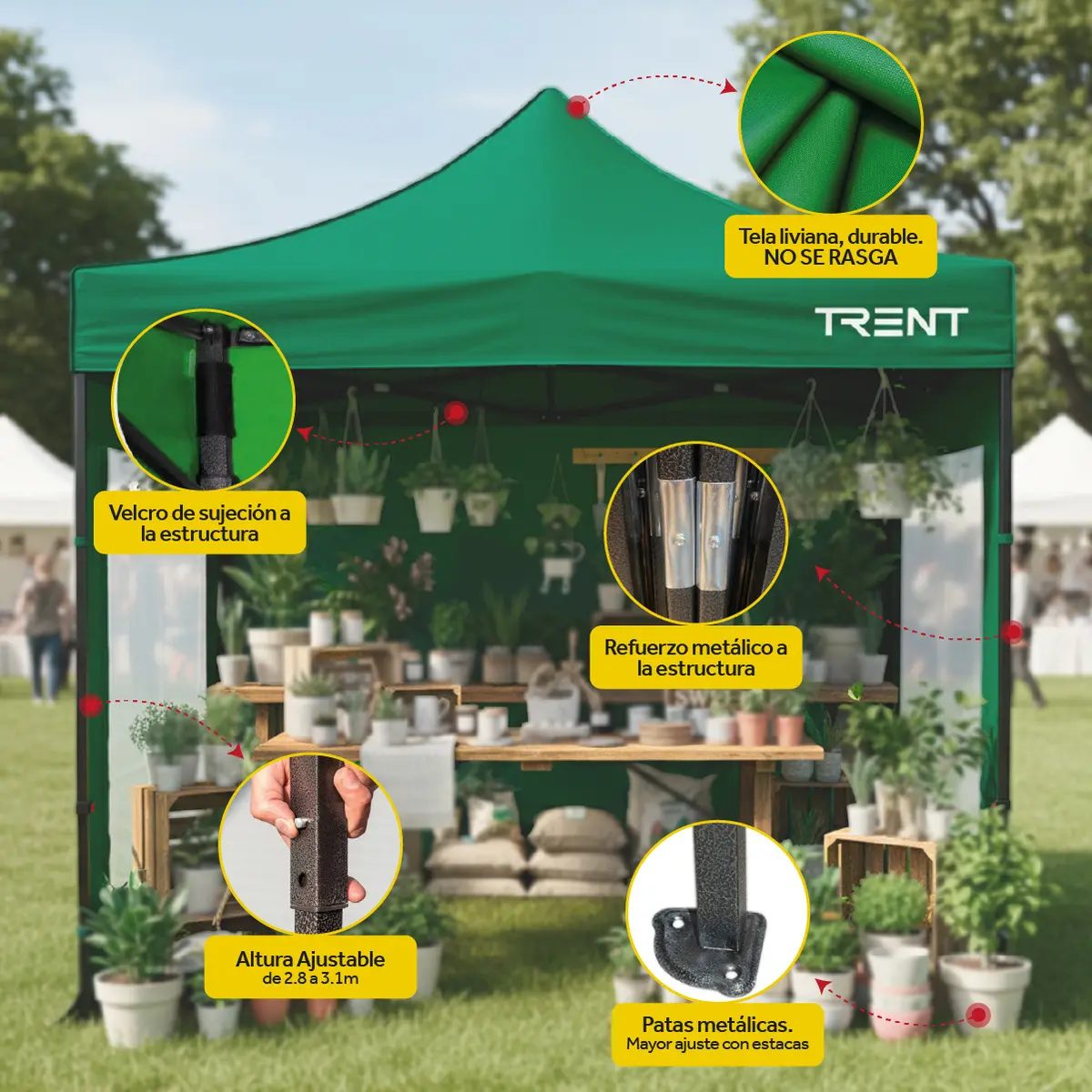 Gazebo Homeco Reforzado 3x3 Metros Autoarmable Plegable Exterior Con Paredes Azul