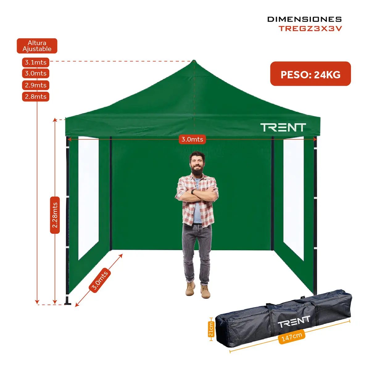 Gazebo Homeco Reforzado 3x3 Metros Autoarmable Plegable Exterior Con Paredes Azul