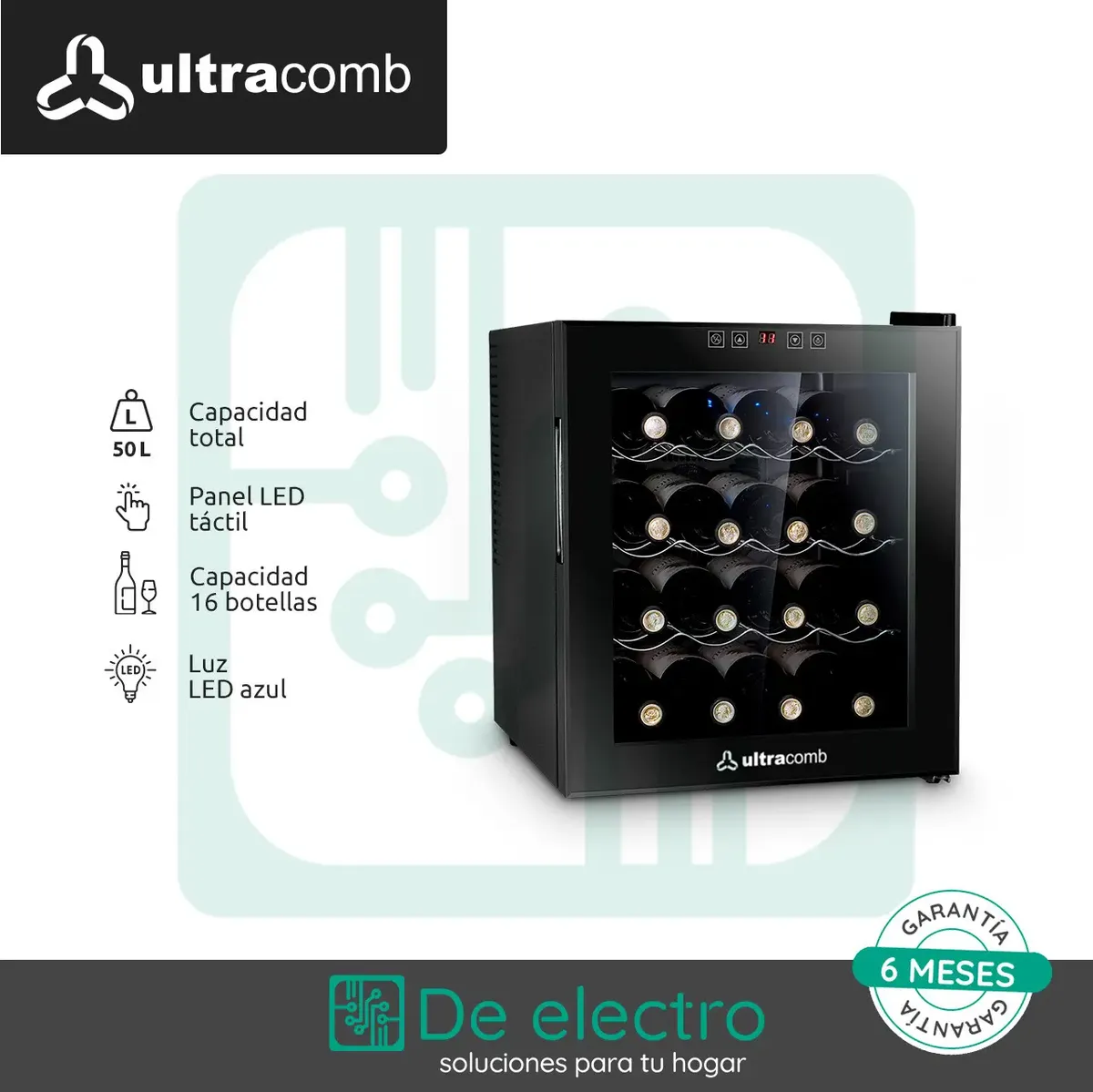 Cava Vinos Termoeléctrica Ultracomb 16 Botellas Táctil 50 Lt