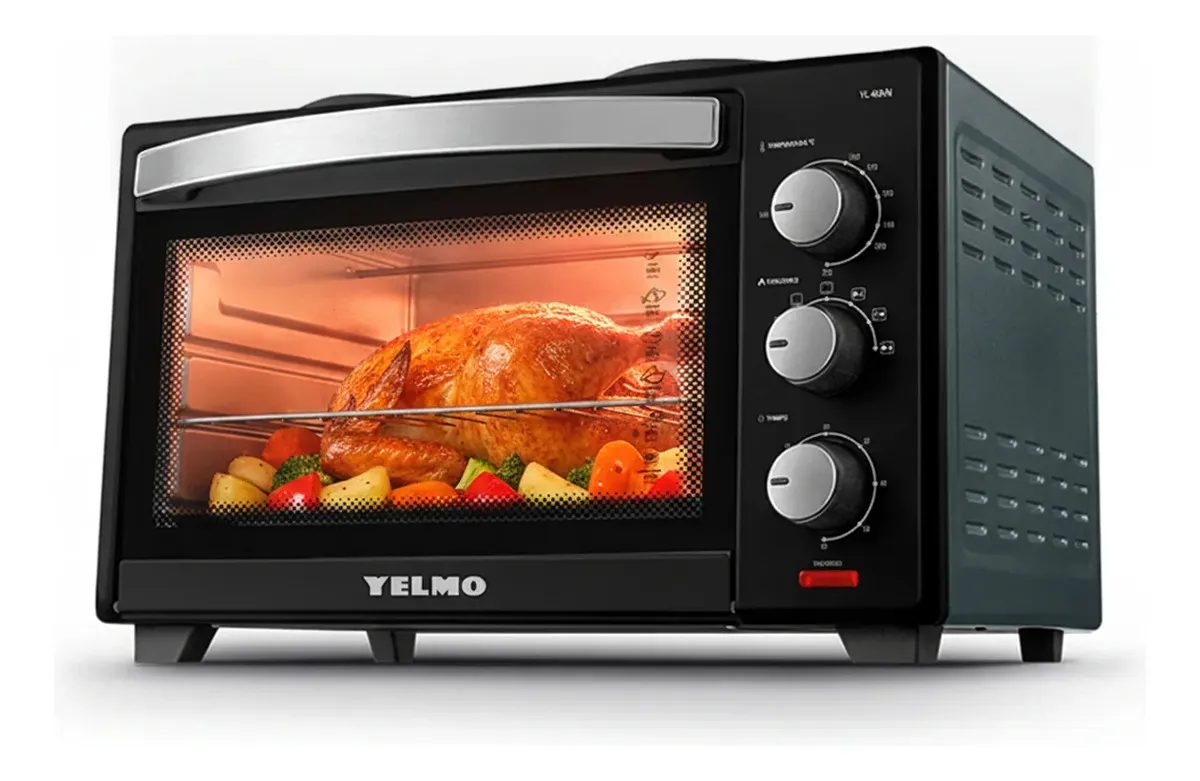Horno Eléctrico De Mesa Yelmo 45 Litros Yl-45an 1600W Doble Anafe Negro Grill