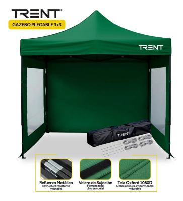 Gazebo Homeco Reforzado 3x3 Metros Autoarmable Plegable Exterior Con Paredes Azul
