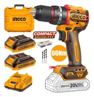 Atornillador Taladro Percutor Inalam Bl 20v 66nm Ingco + Acc