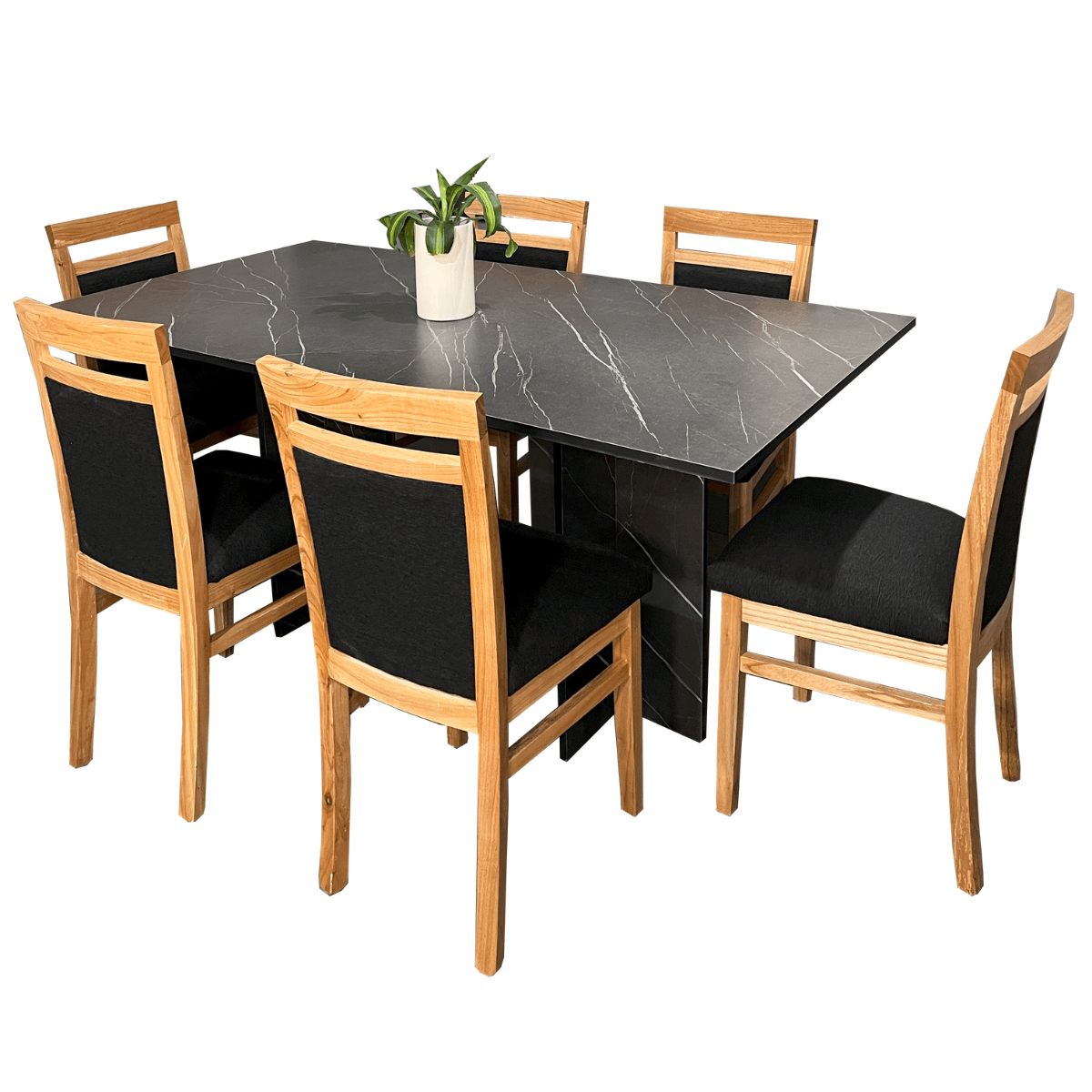 Combo Mesa de Melamina Simil Mármol con 6 Sillas Paraiso