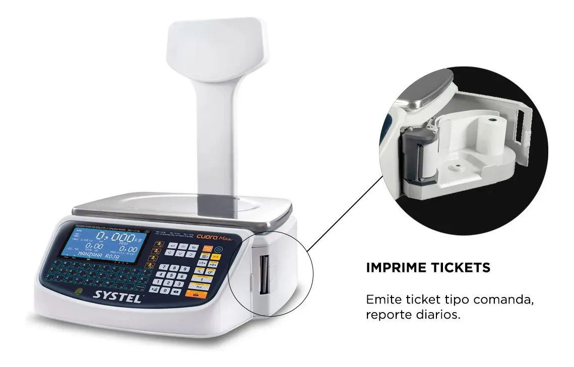 Balanza Comercial Systel Cuora Max ST 30kg Mastil Ticket Digital USB Software PC Reportes