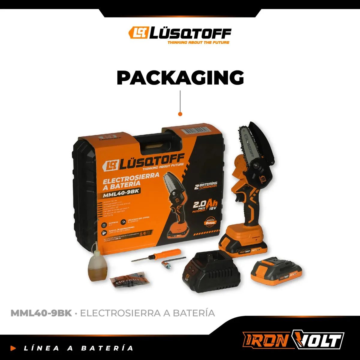 Electrosierra A Bateria Lusqtoff MML40-9BK 2Ah 5"