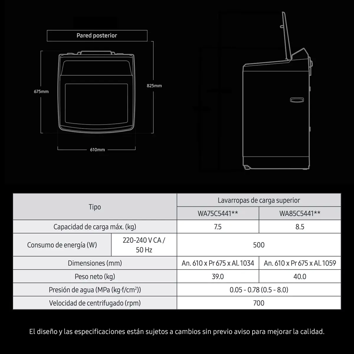 Lavarropas Samsung 8.5 Kg Inverter Negro Carga Superior