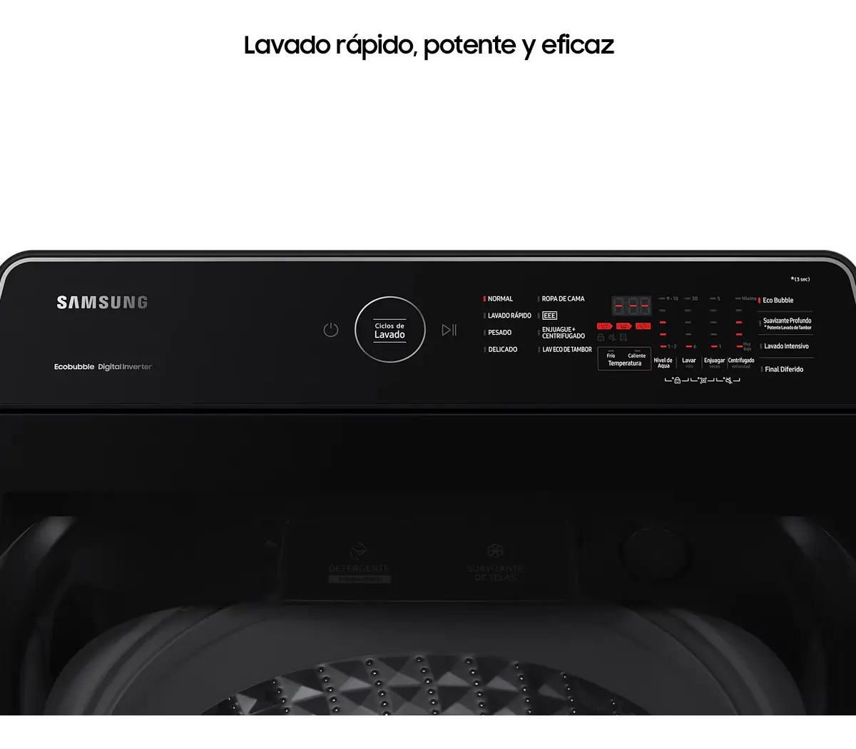 Lavarropas Samsung 8.5 Kg Inverter Negro Carga Superior